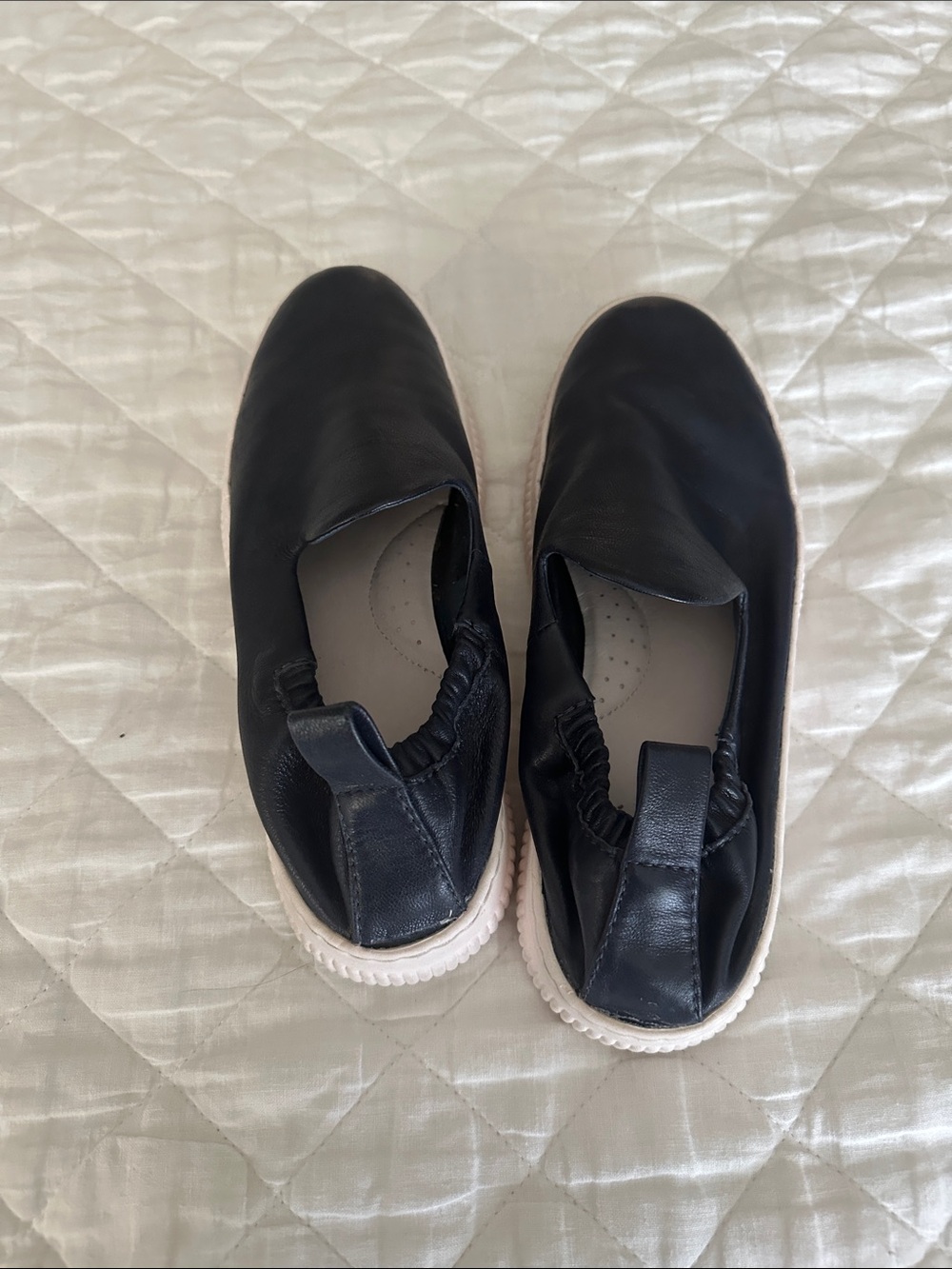 Sofft Blue Slip-On Leather Sneakers with White Soles